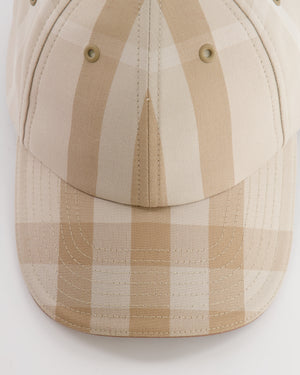 Burberry Light Beige Check Baseball Cap with Logo Detail Size M RRP £320