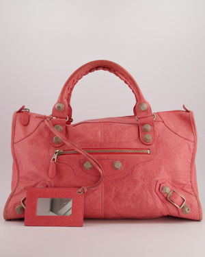 Balenciaga Pink Large Leather Part Time Bag With Large Silver Stud Detail