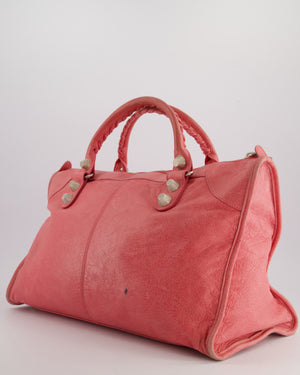 Balenciaga Pink Large Leather Part Time Bag With Large Silver Stud Detail