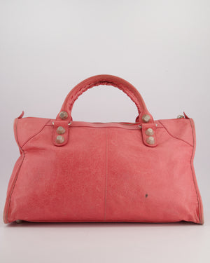 Balenciaga Pink Large Leather Part Time Bag With Large Silver Stud Detail