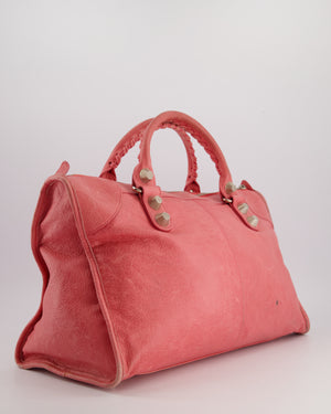 Balenciaga Pink Large Leather Part Time Bag With Large Silver Stud Detail