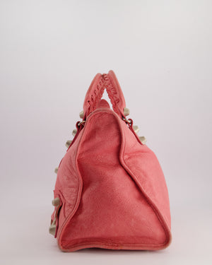 Balenciaga Pink Large Leather Part Time Bag With Large Silver Stud Detail