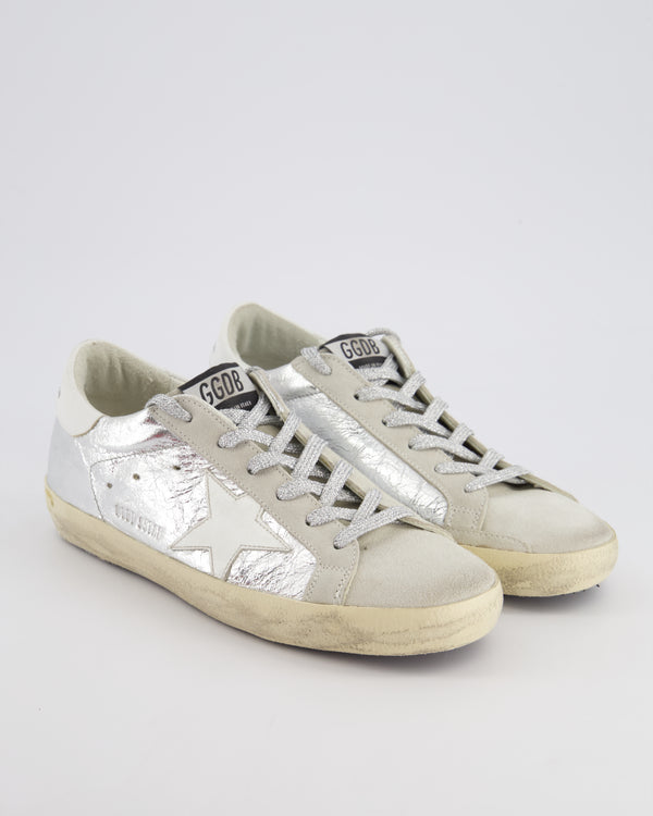 Golden Goose Deluxe Brand Metallic Silver Superstar Trainers Size 38