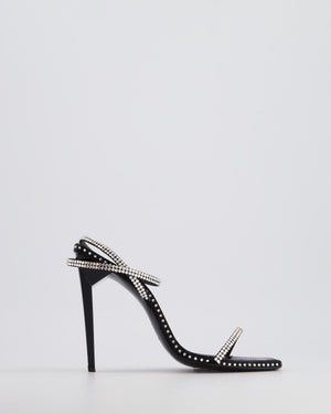 Saint Laurent Black Plexi Heel Sandal Heels with Crystal Detail Size EU 37