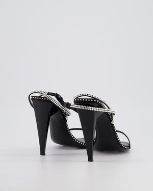 Saint Laurent Black Plexi Heel Sandal Heels with Crystal Detail Size EU 37