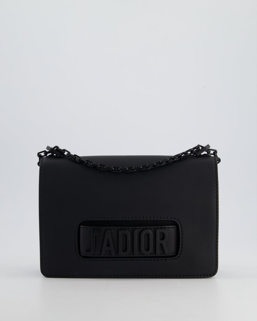 *FIRE PRICE* Christian Dior Black Matte J
Adior Medium Flap Bag in Smooth Calfskin Leather with Black Hardware