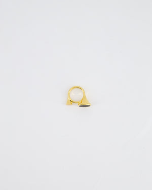 Hermès Cor Ring in Plated Yellow Gold with Black Swift Leather Detail