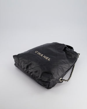 *FIRE PRICE* Chanel 22 Small Backpack Bag in Black Shiny Calfskin with Brushed Silver Hardware