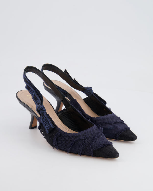 Christian Dior Navy and Black J
Adior Slingback Pumps with Tweed Details Size EU 36