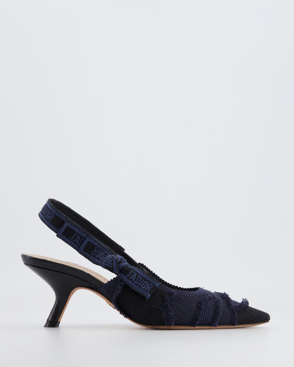 Christian Dior Navy and Black J
Adior Slingback Pumps with Tweed Details Size EU 36