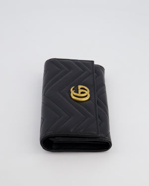 Gucci Black GG Marmont Lambskin Wallet with Gold Hardware