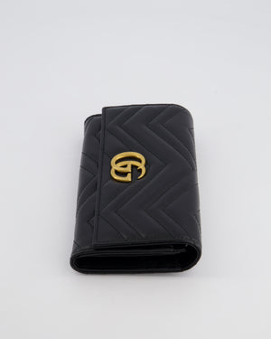 Gucci Black GG Marmont Lambskin Wallet with Gold Hardware