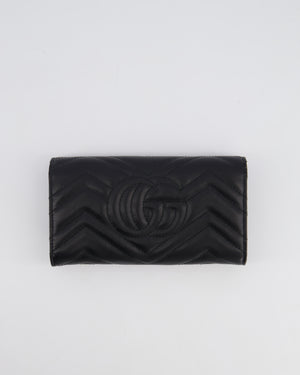 Gucci Black GG Marmont Lambskin Wallet with Gold Hardware