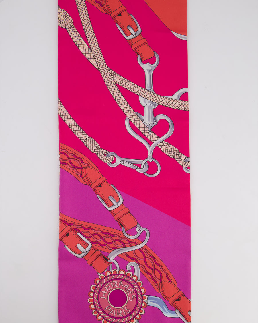 Hermès Pink and Purple Festival Des Amazones Silk Maxi Twilly Scarf