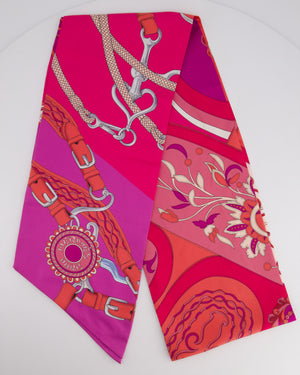 Hermès Pink and Purple Festival Des Amazones Silk Maxi Twilly Scarf