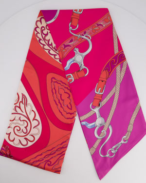 Hermès Pink and Purple Festival Des Amazones Silk Maxi Twilly Scarf