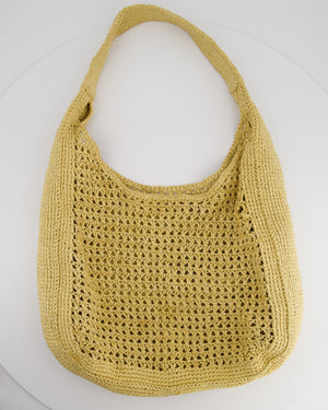 Miu Miu Beige Woven Hobo Bag with Brown Logo and Internal Canvas Pouch