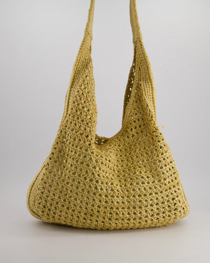 Miu Miu Beige Woven Hobo Bag with Brown Logo and Internal Canvas Pouch