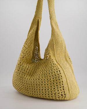 Miu Miu Beige Woven Hobo Bag with Brown Logo and Internal Canvas Pouch