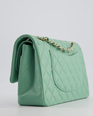 *FIRE PRICE* Chanel Mint Green Classic Double Flap Bag in Lambskin Leather with Champagne Gold Hardware