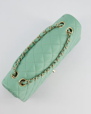 *FIRE PRICE* Chanel Mint Green Classic Double Flap Bag in Lambskin Leather with Champagne Gold Hardware