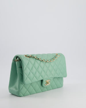 *FIRE PRICE* Chanel Mint Green Classic Double Flap Bag in Lambskin Leather with Champagne Gold Hardware