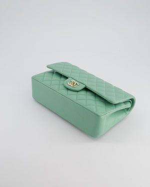 *FIRE PRICE* Chanel Mint Green Classic Double Flap Bag in Lambskin Leather with Champagne Gold Hardware