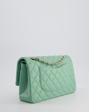 *FIRE PRICE* Chanel Mint Green Classic Double Flap Bag in Lambskin Leather with Champagne Gold Hardware