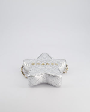 *FIRE PRICE* Chanel Metallic Silver Star Bag in Calfskin Leather with Champagne Gold Hardware