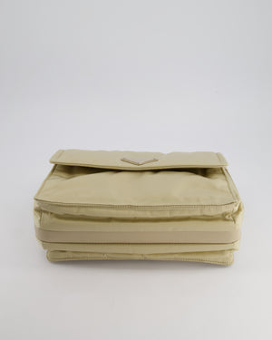 Prada Beige Padded Re- Nylon Bag with Silver Hardware