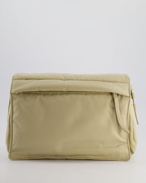 Prada Beige Padded Re- Nylon Bag with Silver Hardware