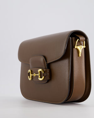 Gucci Brown Leather Horsebit 1955 Small Shoulder Bag with Gold Hardware