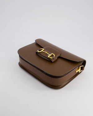 Gucci Brown Leather Horsebit 1955 Small Shoulder Bag with Gold Hardware