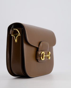 Gucci Brown Leather Horsebit 1955 Small Shoulder Bag with Gold Hardware