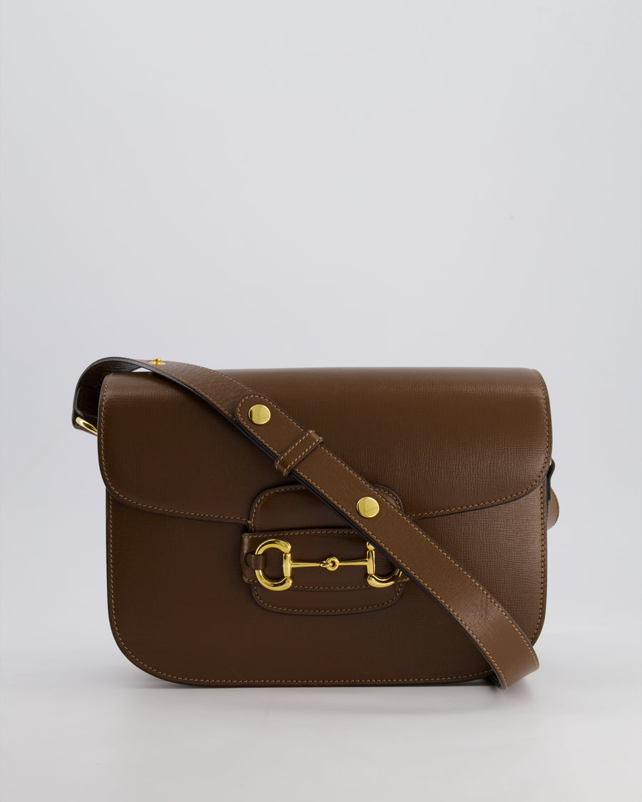 Gucci Brown Leather Horsebit 1955 Small Shoulder Bag with Gold Hardware