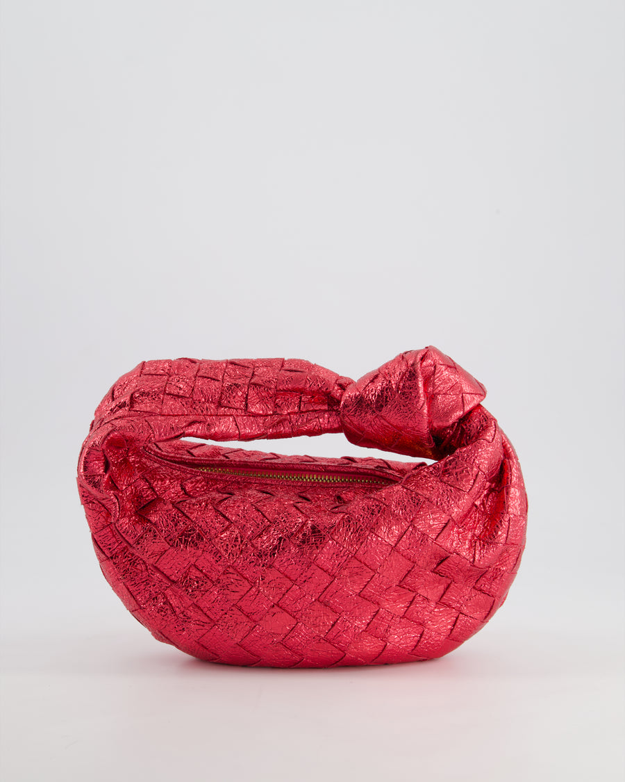 Bottega Veneta Metallic Cherry Red Mini Intrecciato Jodie Bag RRP £2150