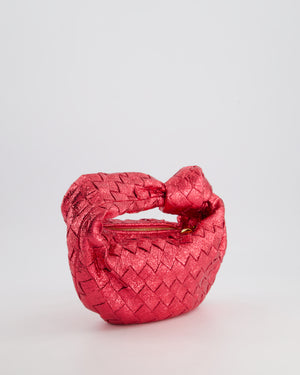 Bottega Veneta Metallic Cherry Red Mini Intrecciato Jodie Bag RRP £2150