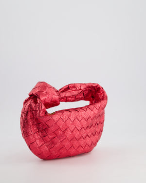 Bottega Veneta Metallic Cherry Red Mini Intrecciato Jodie Bag RRP £2150