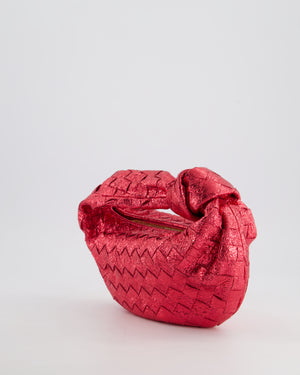 Bottega Veneta Metallic Cherry Red Mini Intrecciato Jodie Bag RRP £2150