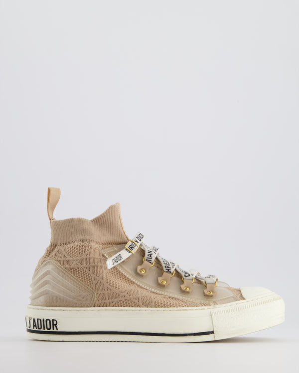 Christian Dior Blush Pink Walk 
n
 Dior Knit and Leather High Top Sneaker EU 37