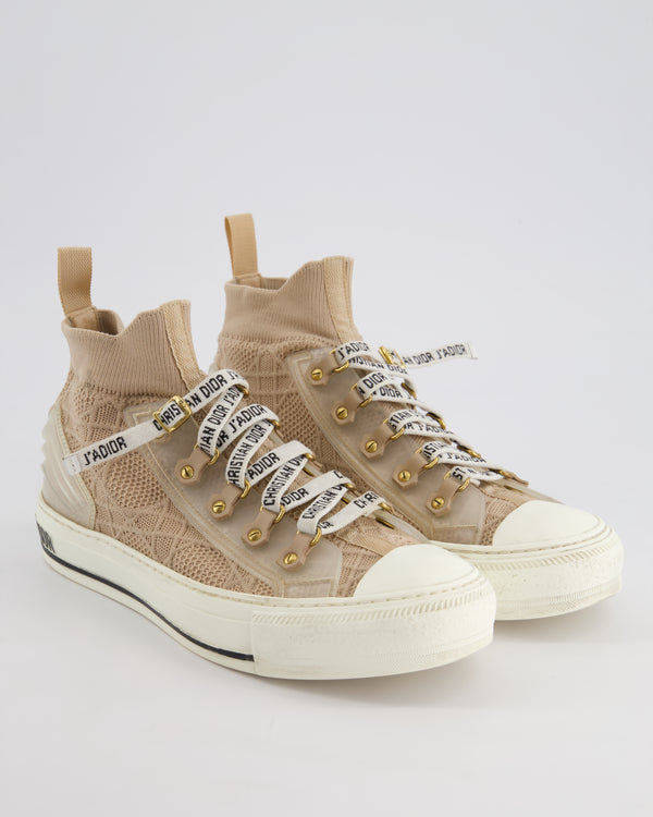 Christian Dior Blush Pink Walk 
n
 Dior Knit and Leather High Top Sneaker EU 37