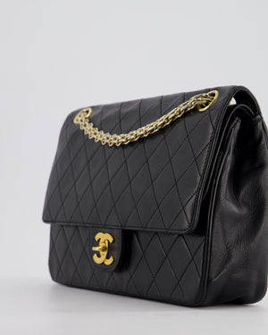 Chanel Vintage Black Medium Double Flap Bag in Lambskin Leather with 24K Gold Hardware 
Reissue Chain Detail