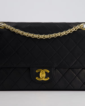 Chanel Vintage Black Medium Double Flap Bag in Lambskin Leather with 24K Gold Hardware 
Reissue Chain Detail