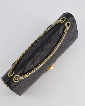 Chanel Vintage Black Medium Double Flap Bag in Lambskin Leather with 24K Gold Hardware 
Reissue Chain Detail