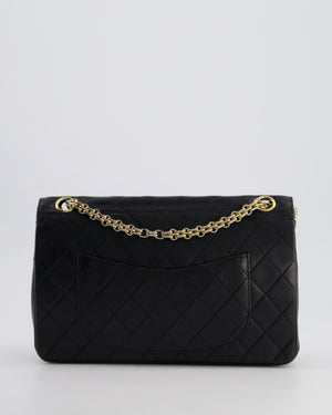 Chanel Vintage Black Medium Double Flap Bag in Lambskin Leather with 24K Gold Hardware 
Reissue Chain Detail