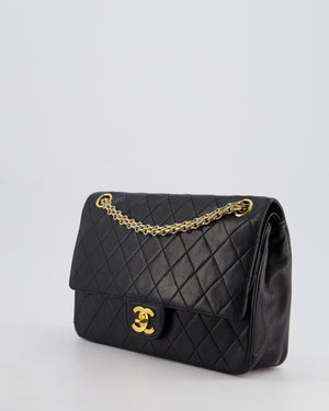 Chanel Vintage Black Medium Double Flap Bag in Lambskin Leather with 24K Gold Hardware 
Reissue Chain Detail