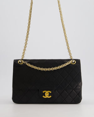 Chanel Vintage Black Medium Double Flap Bag in Lambskin Leather with 24K Gold Hardware 
Reissue Chain Detail