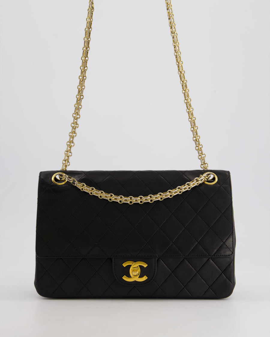 Chanel Vintage Black Medium Double Flap Bag in Lambskin Leather with 24K Gold Hardware 
Reissue Chain Detail