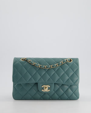 *HOT* Chanel Duck Egg Blue Small Double Flap Bag in Lambskin Leather with Champagne Gold Hardware