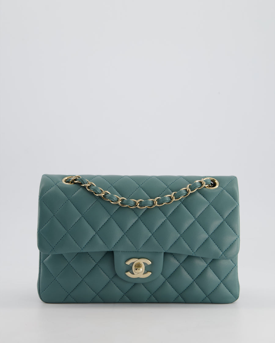 *HOT* Chanel Duck Egg Blue Small Double Flap Bag in Lambskin Leather with Champagne Gold Hardware